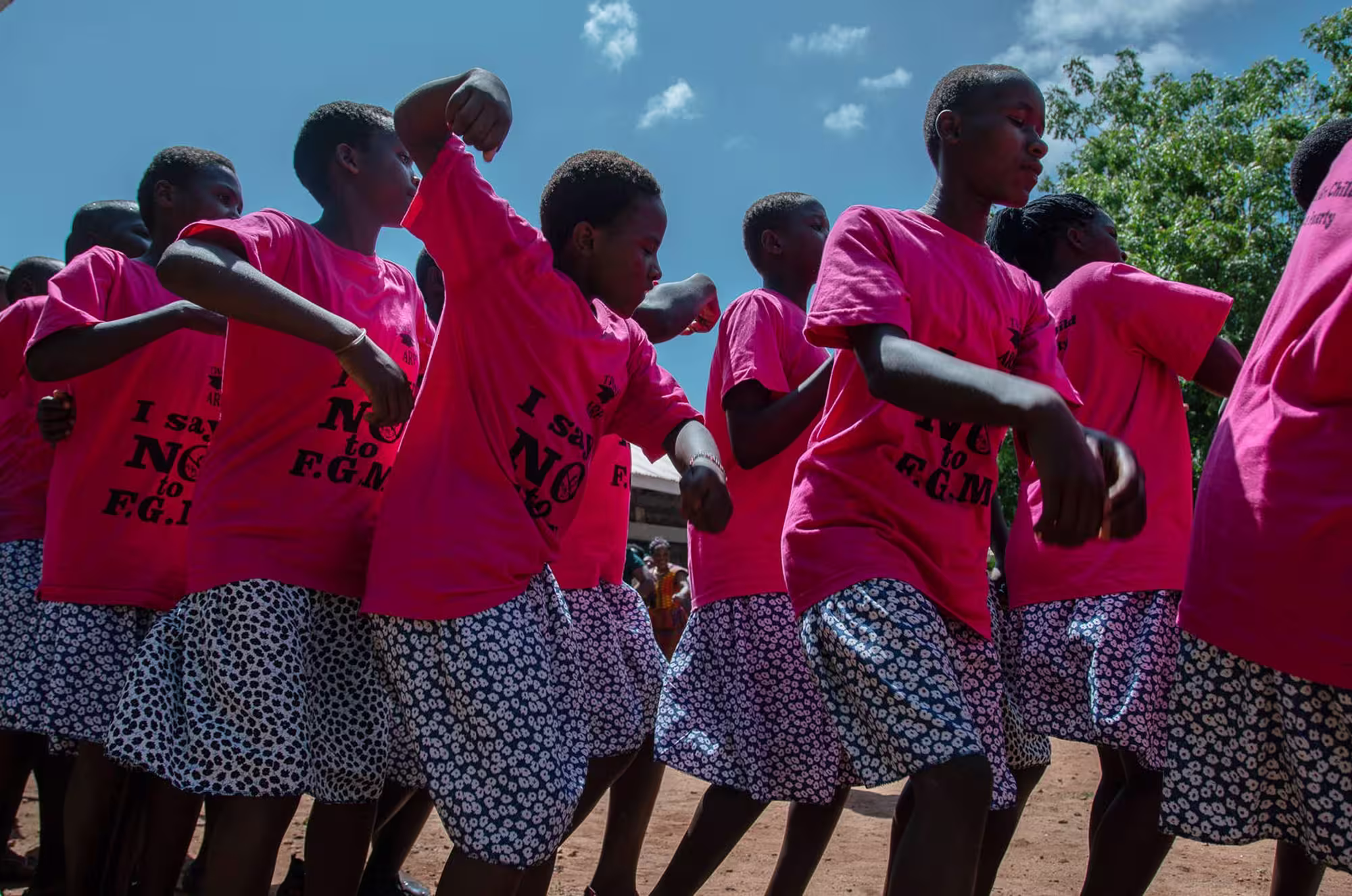 Girls dancing during Alternative Rite of Passage program, Kenya 2018